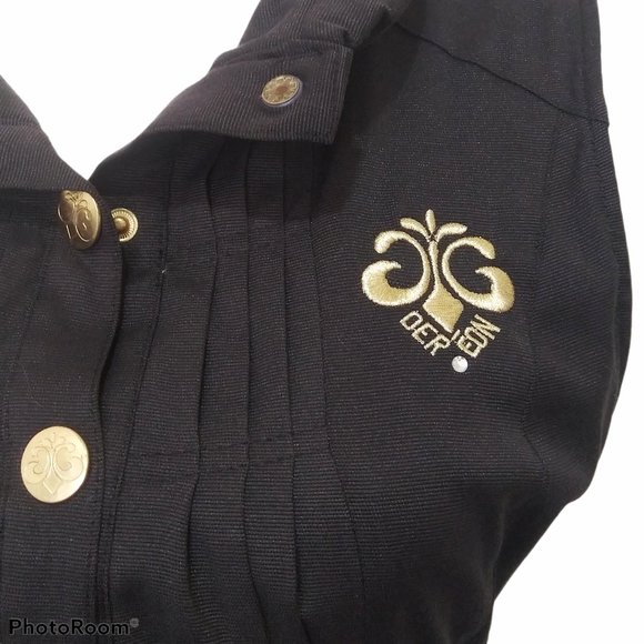 House of Dereon Black Belted Bubble Hem Dress S/P - Picture 4 of 7